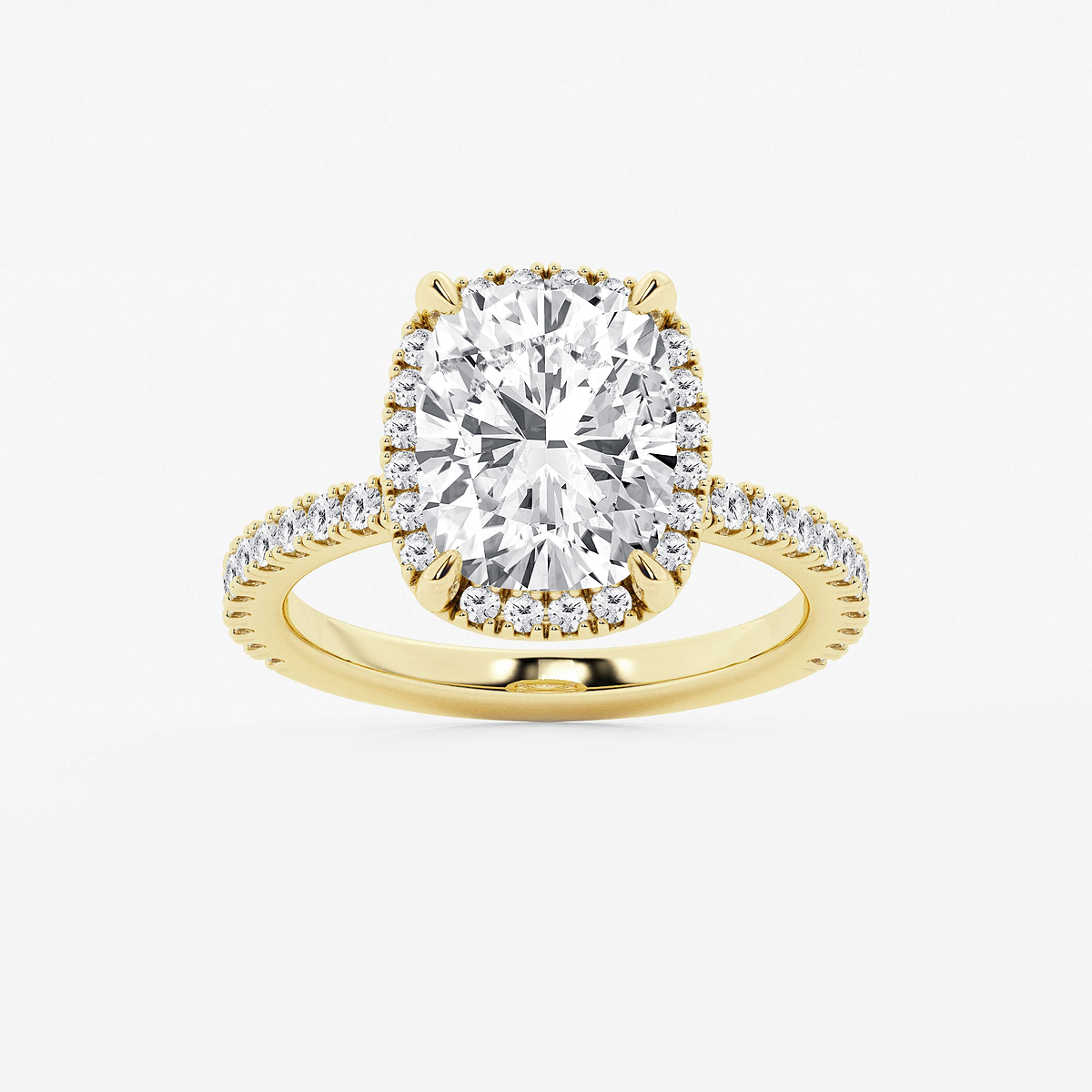 4 1/2 ctw Elongated Cushion Lab Grown Diamond Halo Engagement Ring